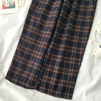 Dorywczo spodnie damskie w pasie w kratę spodnie z szerokimi nogawkami damskie studenci proste eleganckie modne biuro Lady cały mecz nowy harajuku 6